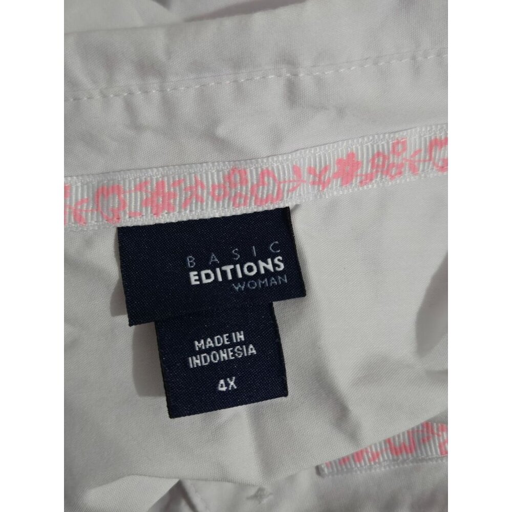 Basic Editions Womens White Button Front Long Sle… - image 6